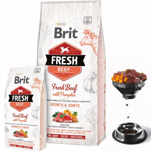 Brit Fresh - суха храна за подрастващи кучета от големи породи с прясно телешко месо и тиква
