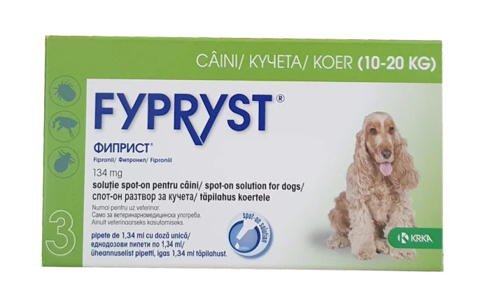 Fypryst Spot-on - Противопаразитни пипети за кучета от 10 кг. до 20 кг. - 3 броя в опаковка