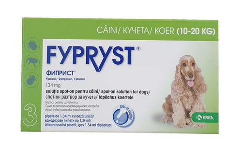 Fypryst Spot-on - Противопаразитни пипети за кучета от 10 кг. до 20 кг. - 3 броя в опаковка