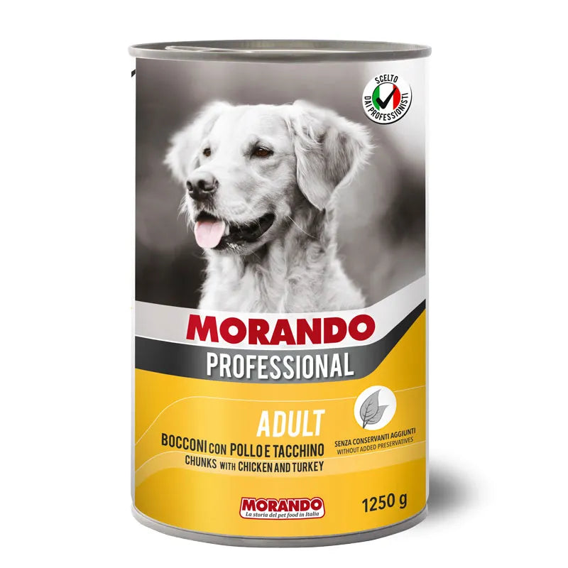 Morando professional - Консервирана храна за кучета с пиле и пуйка - 6 броя х 1.250 кг.