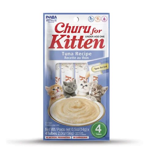 Inaba Churu Puree Kitten - Лакомство за подрастващи котки с риба тон - 4 броя в опаковка