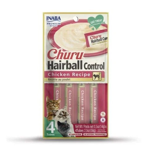 Inaba Churu Hairball Control - Лакомство за котки с пилешко 4 броя в опаковка