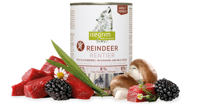 Isegrim - консервирана храна за кучета с елен, къпини и гъби - 6 броя x 800 гр.