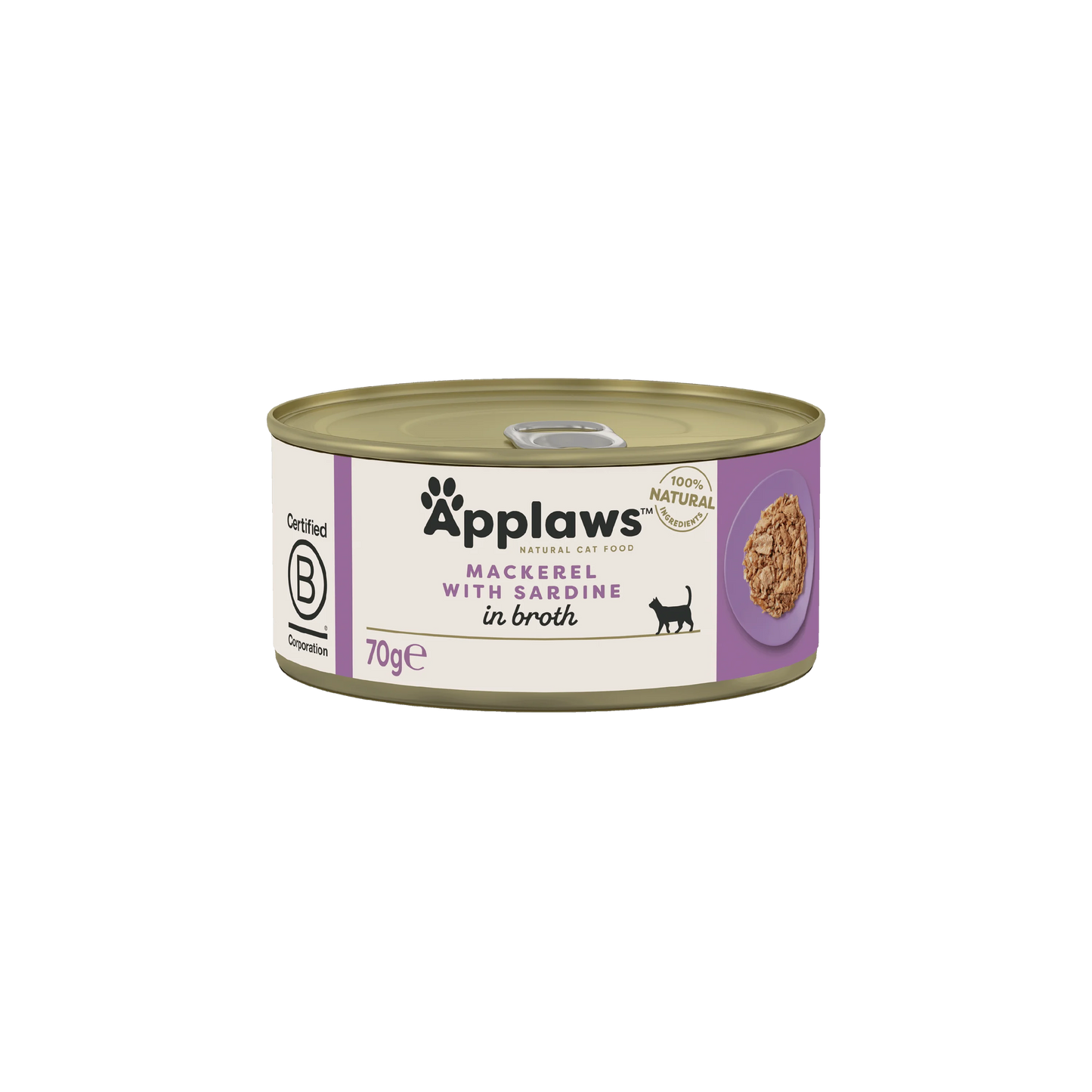 Applaws - консервирана храна за котки със скумрия и сардини в бульон - 6 броя х 70 гр.
