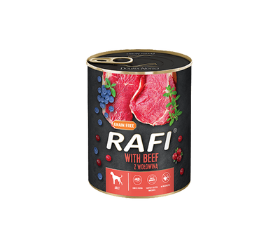 RAFI – консервирана храна за кучета с говеждо – 6 броя x 800 гр.
