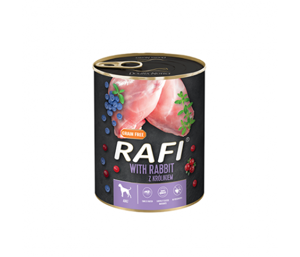 RAFI – консервирана храна за кучета със заешко месо – 6 броя x 800 гр.