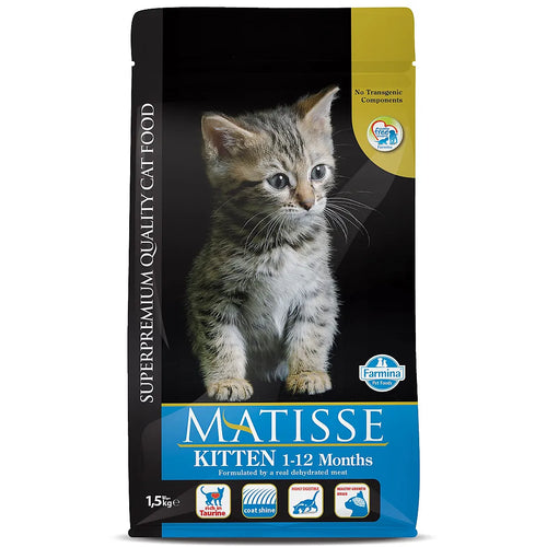 Farmina Matisse Kitten - суха храна за подрастваши котки в чували с пилешко месо, яйца, риба и ориз - 10 кг.