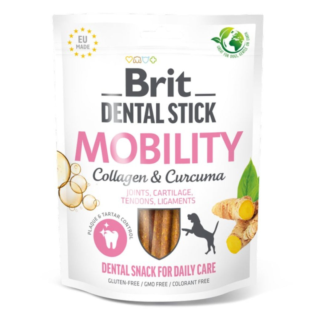 Brit Dental - лакомства за куче дентални пръчици за здрави стави с куркума и колаген - 7 броя в опаковка