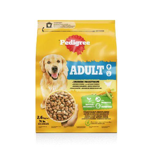 Pedigree - суха храна за кучета с птиче и зеленчуци - 2.6 кг.