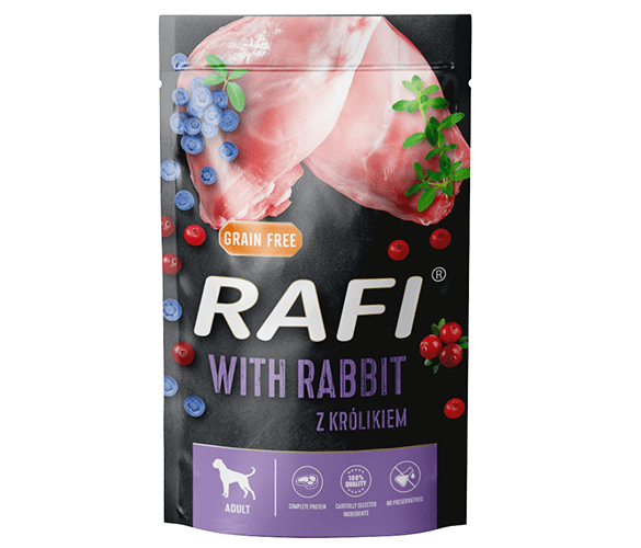 RAFI – пауч за кучета със заешко – 6 броя x 500 гр.
