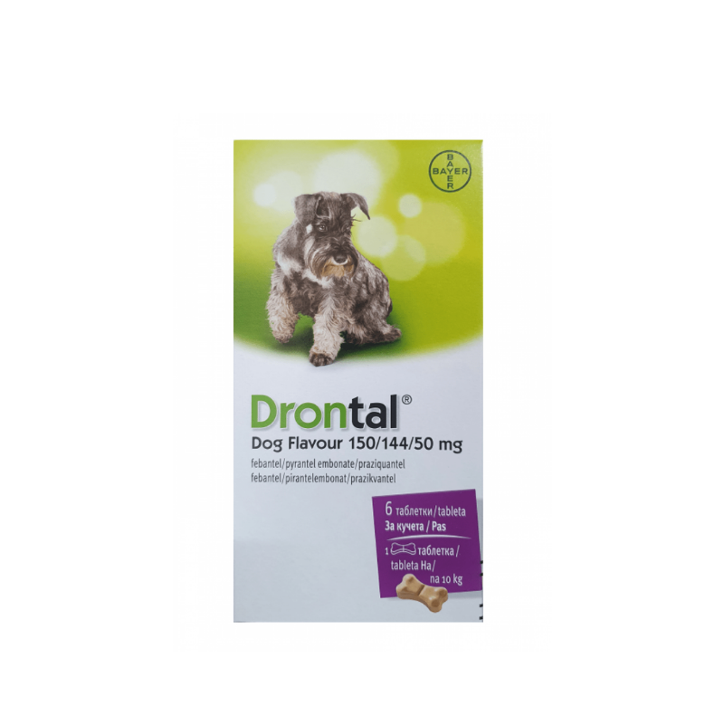 Drontal - Противопаразитни овкусени таблетки за дъвчене за кучета за 10 кг.- 6 таблетки в опаковка