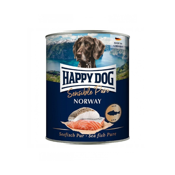 Happy Dog - консервирана храна за кучета с морска риба - 6 броя х 400 гр. или 6 броя x 800 гр.