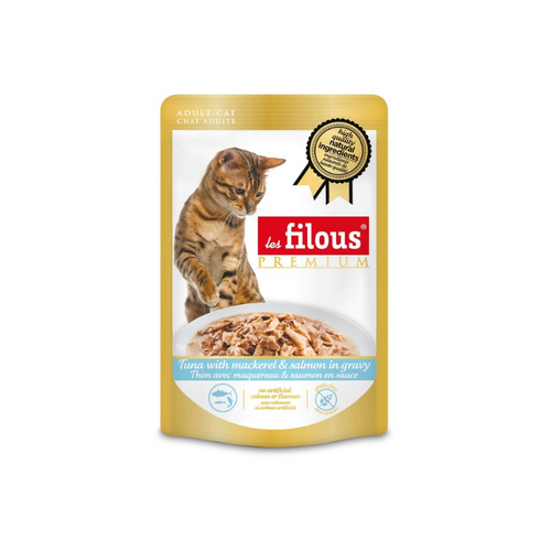 Les Filous - паучове за котки със скумрия и сьомга в сос - 6 броя x 80 гр.