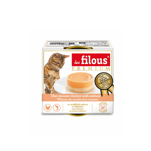 Les Filous - двоен мус за котки с пилешко месо и сьомга - 6 броя x 85 гр.