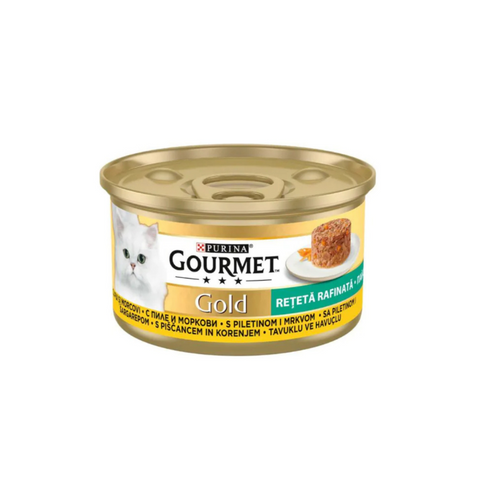 Gourmet Gold - консервирана храна за котки с пиле и моркови - 6 броя х 85 гр.