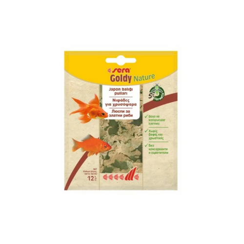 Sera Goldy Nature - натурална храна на люспи за златни риби - 6 броя x 12 гр.