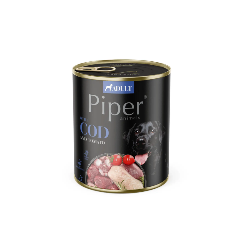 Piper Adult - консервирана храна за кучета с треска и домати - 6 броя х 800 гр.