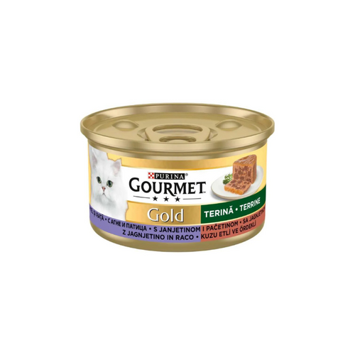 Gourmet Gold - консервирана храна за котки с агне и патица - 6 броя х 85 гр.