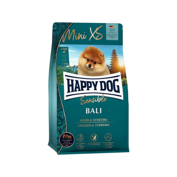 Happy Dog Bali - суха храна за чувствителни кучета от дребни породи под 10 кг. с пиле и куркума