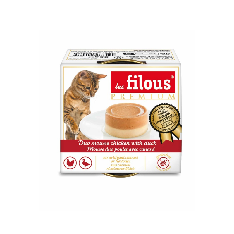 Les Filous - двоен мус за котки с пиле и патица - 6 броя x 85 гр.