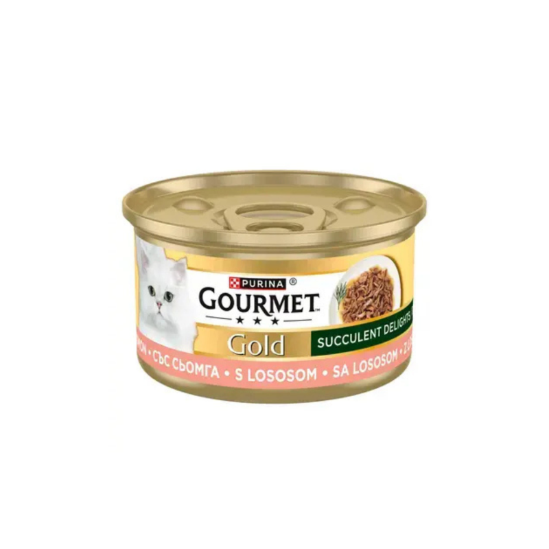 Gourmet Gold - консервирана храна за котки със сьомга - 6 броя х 85 гр.