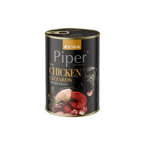 Piper Junior - консервирана храна за подрастващи кучета с воденички и цвекло - 6 броя х 400 гр.