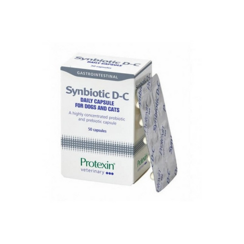 Protexin Synbiotic D-C - Хранителна добавка, пробиотик за кучета и котки - 50 капсули
