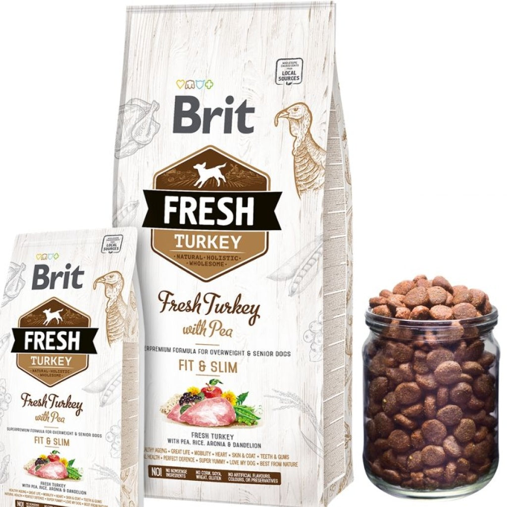 Brit Fresh - суха храна за кучета склонни към наднормено тегло с прясно пуешко месо и грах