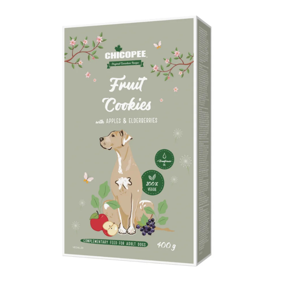 Chicopee Fruit Cookies - веган бисквитки за кучета с ябълки и бъз - 400 гр.