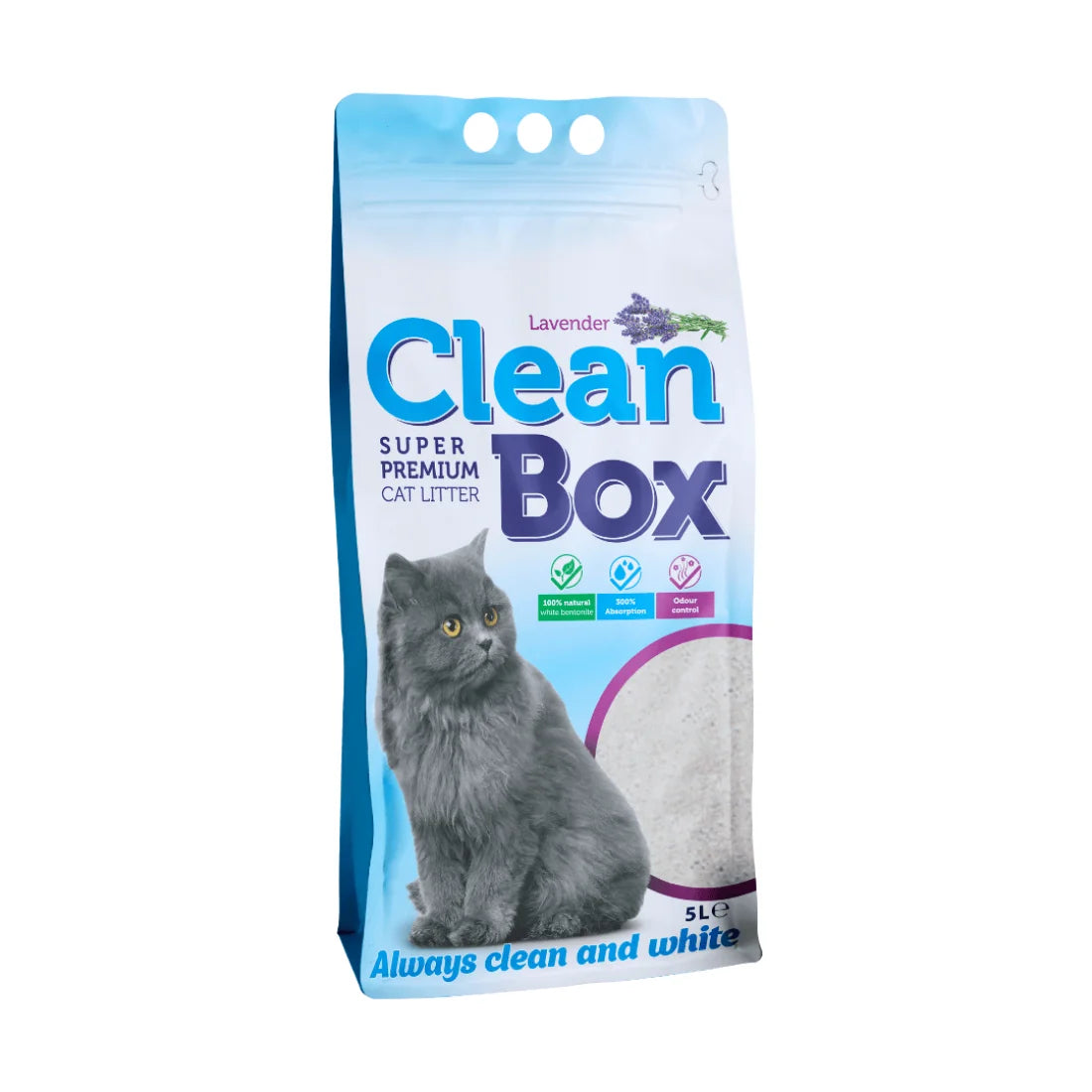 Clean Box - котешка постелка пясък за котки с лавандула - 5 л.