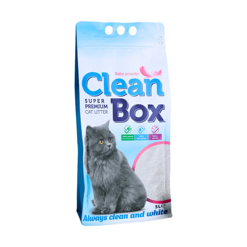 Clean Box - котешка постелка пясък за котки с бебешка пудра - 5 л.