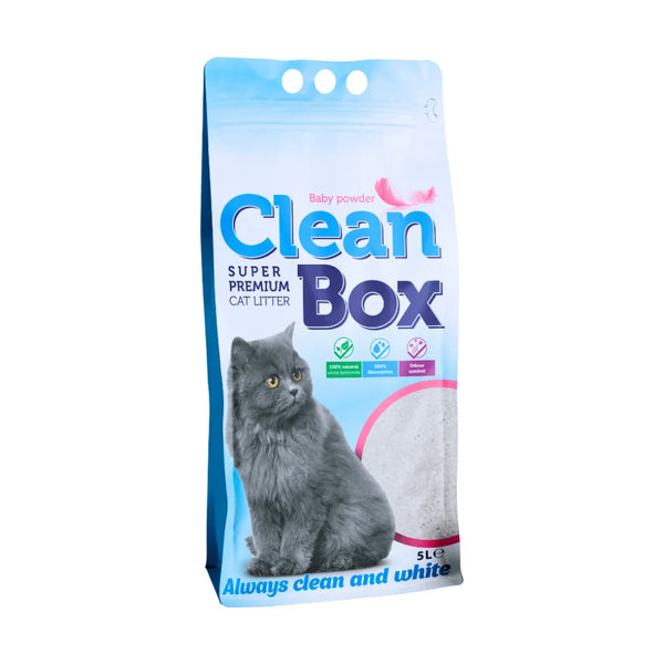 Clean Box - котешка постелка пясък за котки с бебешка пудра - 5 л.