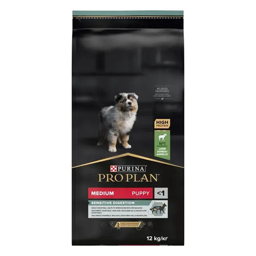 Purina Pro Plan Sensitive Digestion - Суха храна за подрастващи кучета от средни породи с агне - 12 кг.