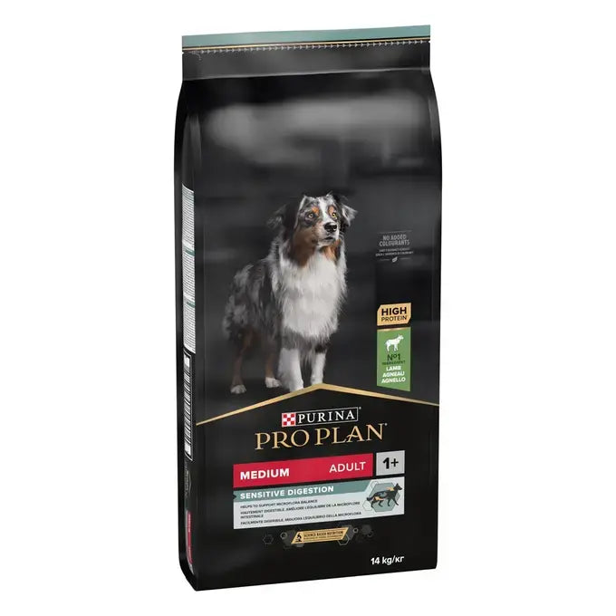Purina Pro Plan Sensitive Digestion- Суха храна за кучета от средни породи с агне - 14 кг.