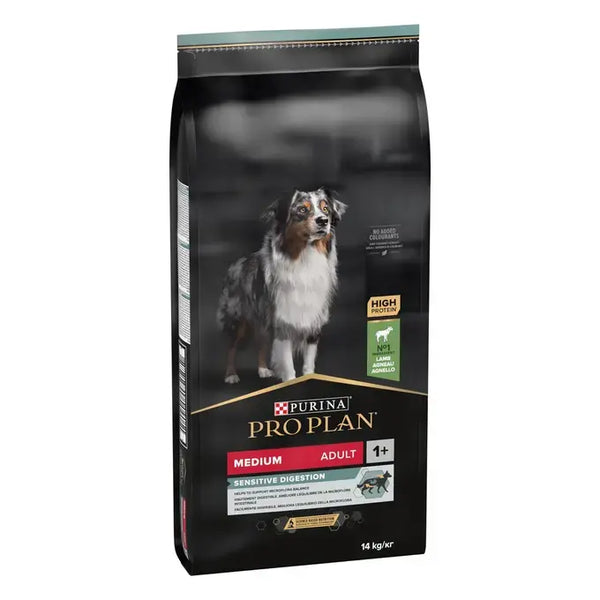 Purina Pro Plan Sensitive Digestion- Суха храна за кучета от средни породи с агне - 14 кг.