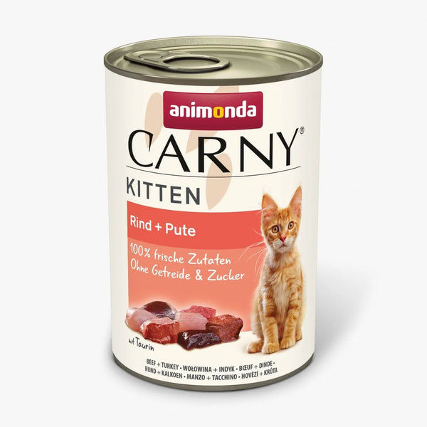 Carny Kitten - консервирана храна за подрастващи котки говеждо и пуйка - 6 броя х 400 гр.