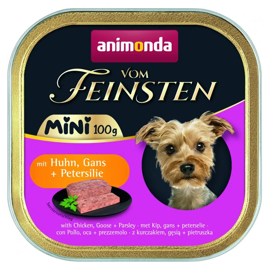Vom Feinsten Mini Dog - пастет за кучета от дребни породи с пилешко, гъше и магданоз - 6 броя х 100 гр.