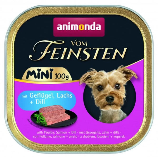 Vom Feinsten Mini Dog - пастет за кучета от дребни породи с птиче месо, сьомга и копър - 6 броя х 100 гр.