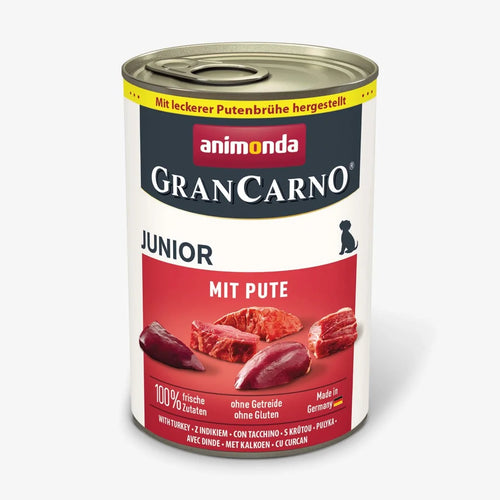 GranCarno Junior - консервирана храна за подрастващи кучета с пуешко - 6 броя х 400 гр.