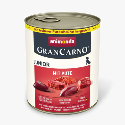 GranCarno Junior - консервирана храна за подрастващи кучета с пуешко - 6 броя х 800 гр.