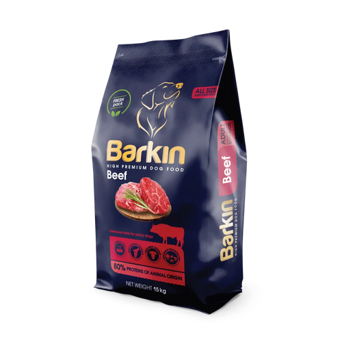 Barkin High Premium - суха храна за кучета с говеждо - 15 кг.