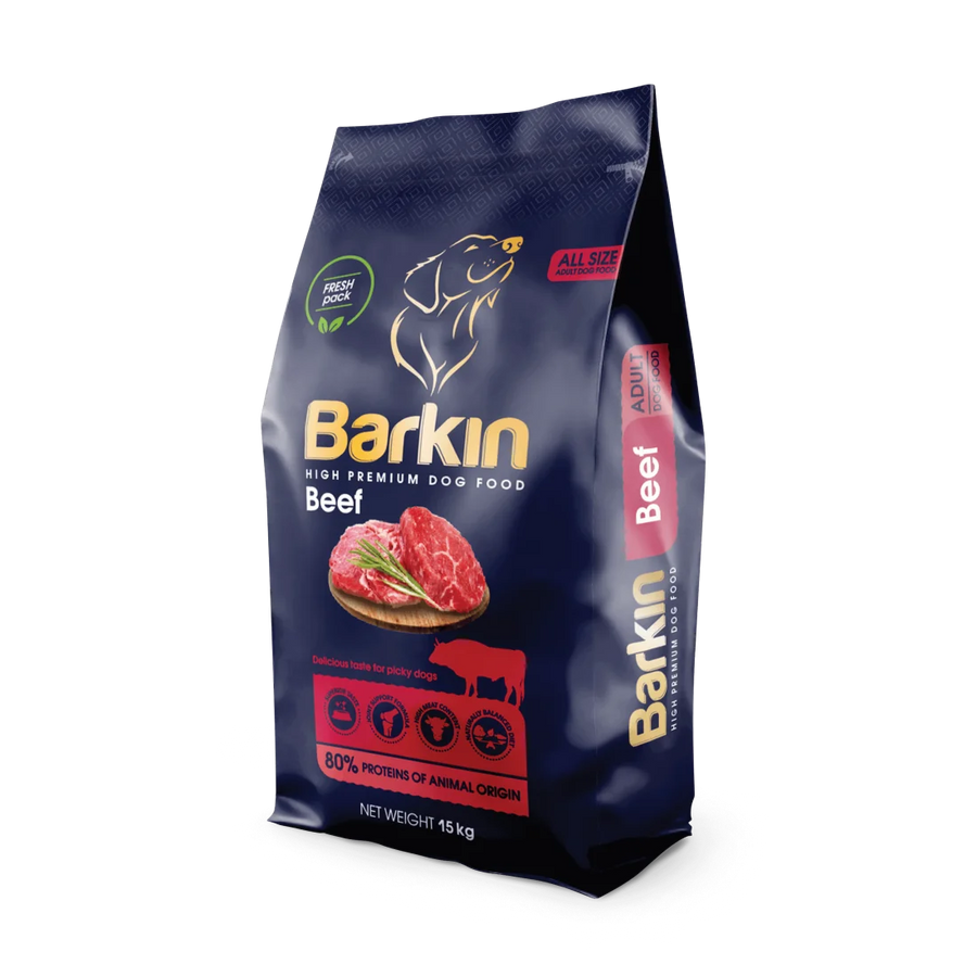 Barkin High Premium - суха храна за кучета с говеждо - 15 кг.