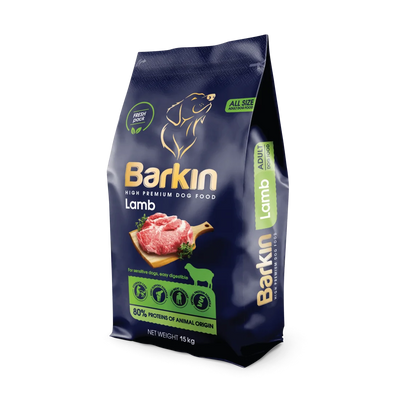 Barkin High Premium - суха храна за кучета с агне - 15 кг.