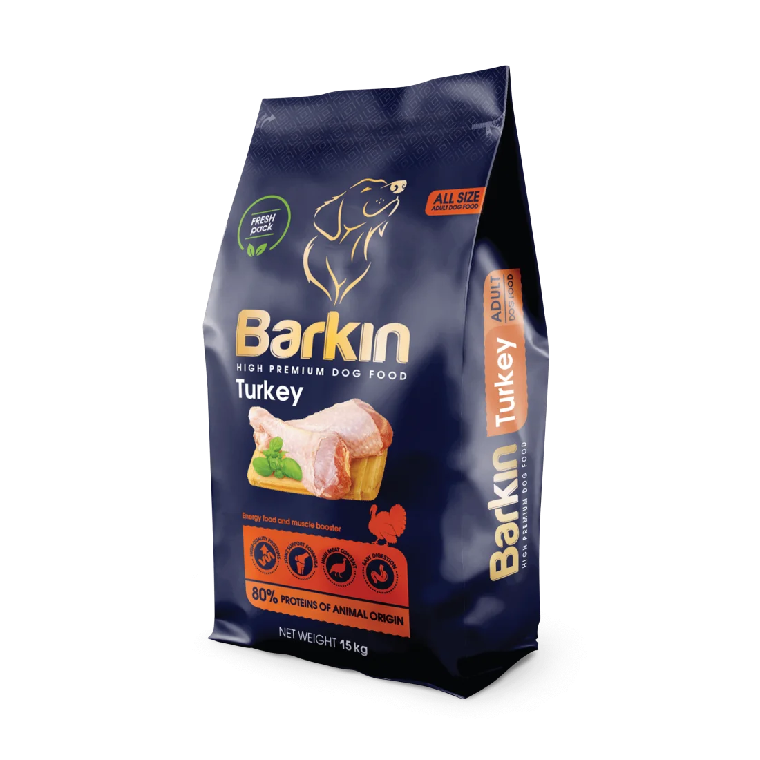 Barkin High Premium Energy - суха храна за кучета с пуйка - 15 кг.