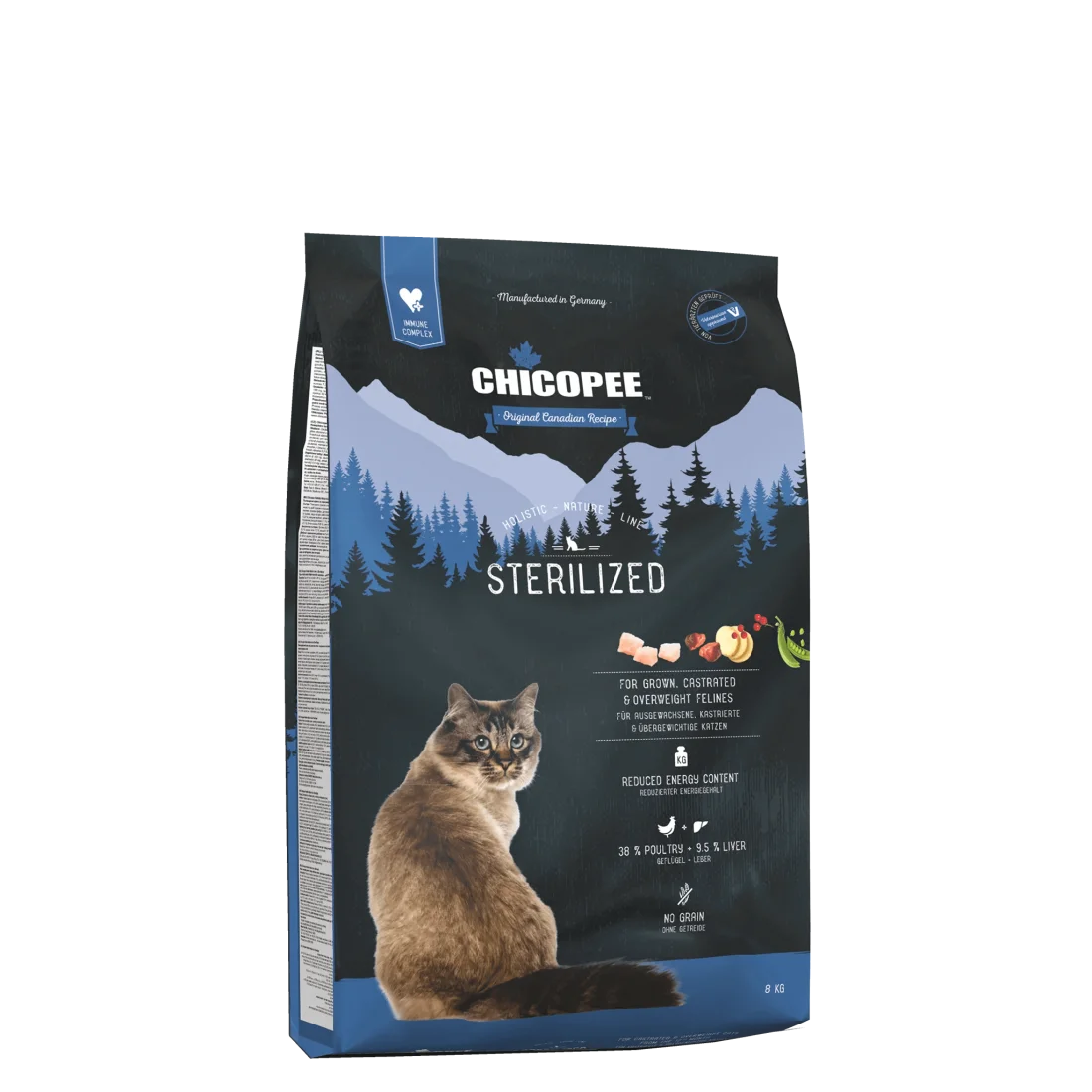 Chicopee Holistic Sterilized - суха храна без зърно за кастрирани котки - 8 кг.
