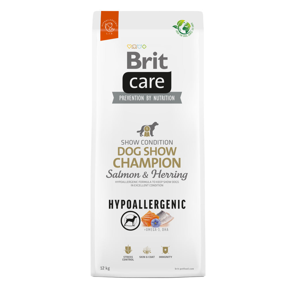 Brit Care - суха храна за  кучета  със сьомга и херинга за здрава кожа и лъскава козина - 12 кг.