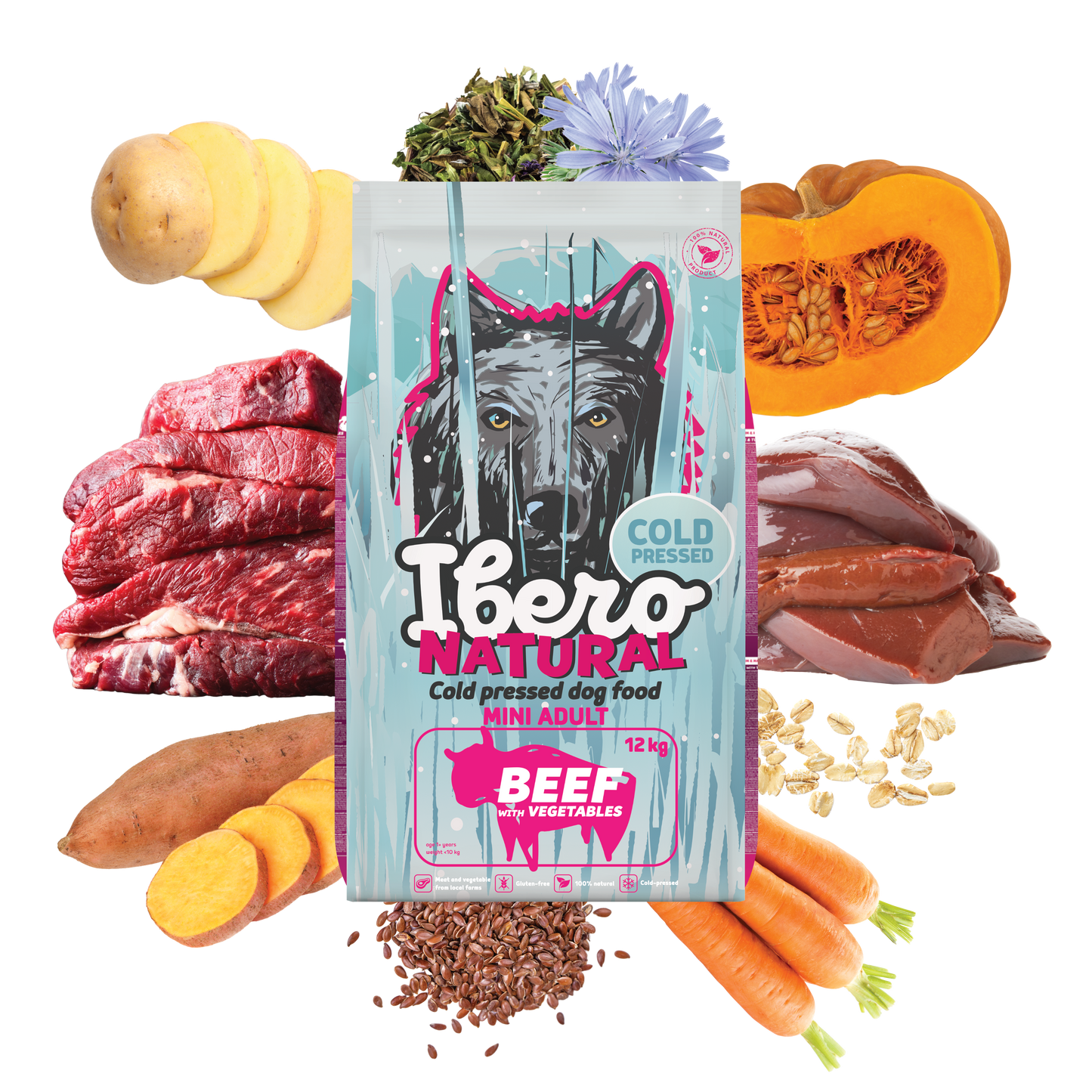 IberoNatural - студено пресована храна за кучета от дребнии породи с говеждо и зеленчуци