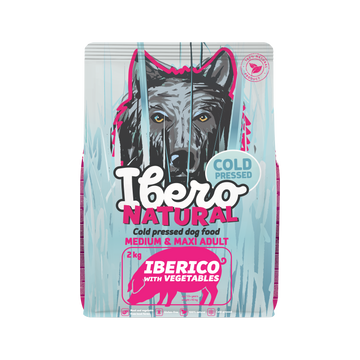 IberoNatural - студено пресована храна за кучета от средни и едри породи с иберийско свинско и зеленчуци