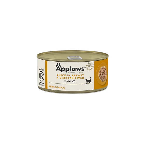 Applaws - консервирана храна за котки с пилешко филе и дробчета - 6 броя х 70 гр.