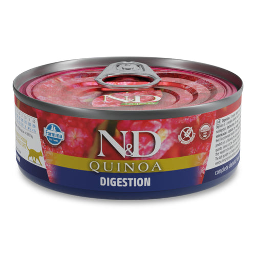 N&D Quinoa Digestion Adult Cat – мокра храна с агнешко, киноа, копър и артишок за възрастни котки - 6 броя x 70 гр.